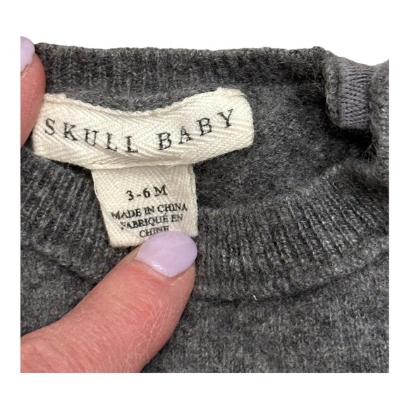 Skull Baby Skull Cashmere grey peace & love gray sweater 3-6m - Picture 3 of 5